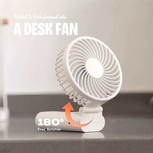 2-in-1 Portable Mini Fan Power Bank – Foldable Cooling
