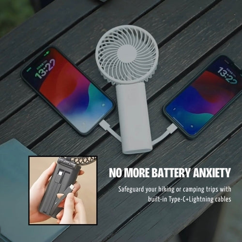 2-in-1 Portable Mini Fan Power Bank – Foldable Cooling
