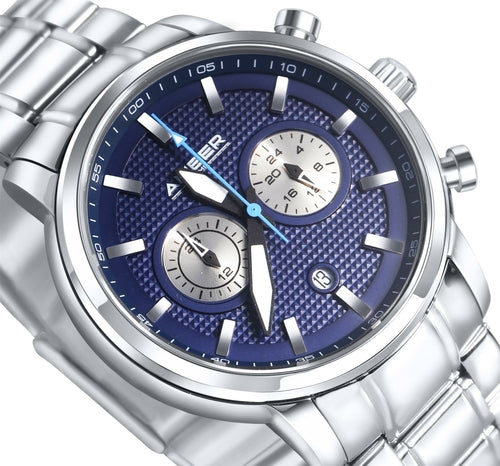 Amber Time Chronograph Watch — Blue Dial