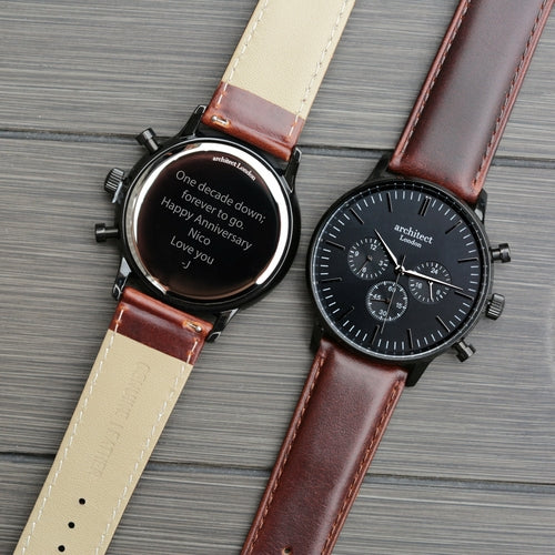 Men's Architect Motivator — Black with Walnut Strap