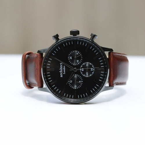 Men's Architect Motivator — Black with Walnut Strap