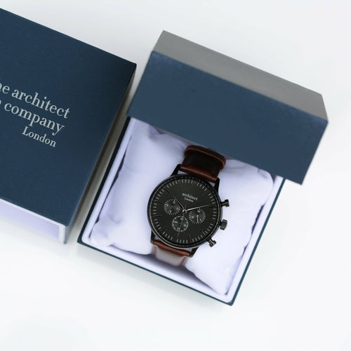 Men's Architect Motivator — Black with Walnut Strap