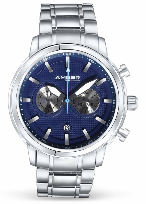 Amber Time Chronograph Watch — Blue Dial