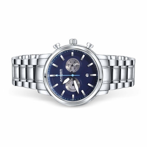 Amber Time Chronograph Watch — Blue Dial