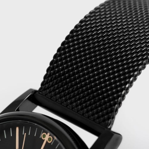 Men's Steel Mesh-Belt Watch — Black & Rose Gold