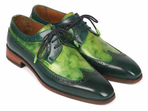 Paul Parkman Men's Green Dual Tone Wingtip Derby Shoes (ID#6931GRN)