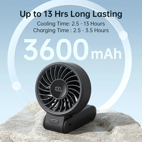 Portable Handheld Fan with LED Display and Battery