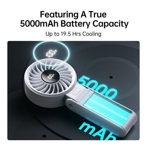 Portable Handheld Fan with LED Display and Battery