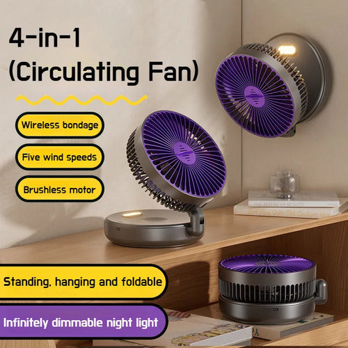 USB Foldable Desktop Fan With Night Light
