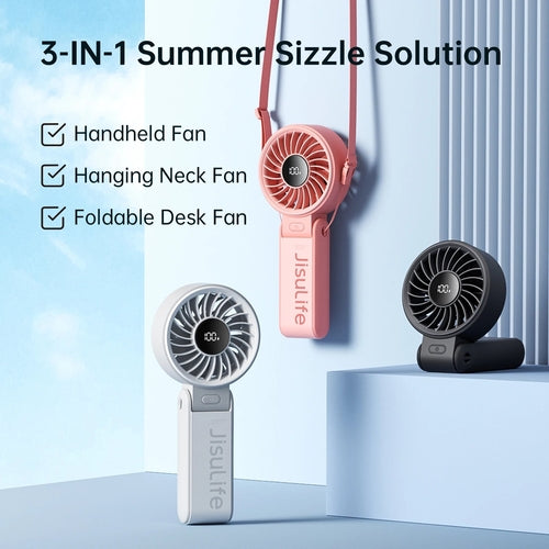 Portable Handheld Fan with LED Display and Battery