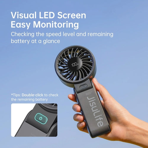 Portable Handheld Fan with LED Display and Battery