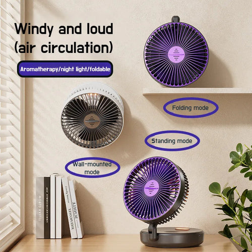 USB Foldable Desktop Fan With Night Light