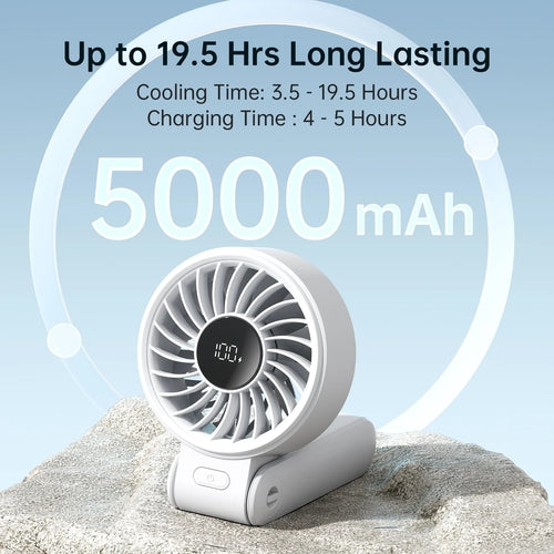 Portable Handheld Fan with LED Display and Battery