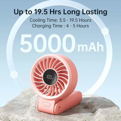 Portable Handheld Fan with LED Display and Battery