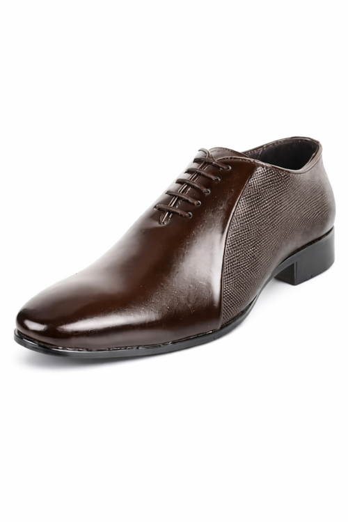 Men's Brown Two-Tone Texture Oxford Shoes