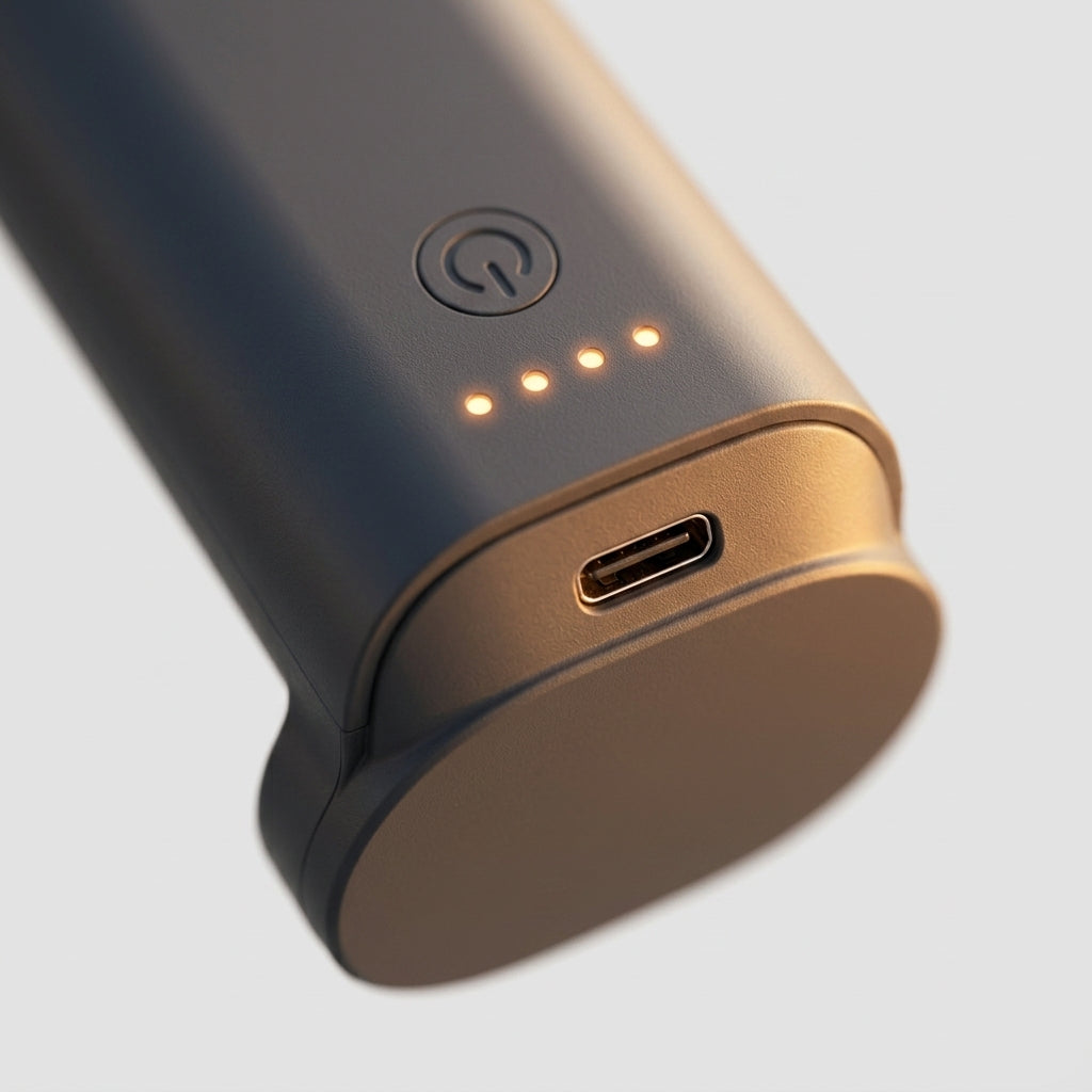 2-in-1 Portable Handheld Fan and Power Bank — Charging Port Macro | Generated by Modelize