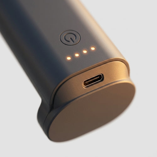 2-in-1 Portable Handheld Fan and Power Bank — Charging Port Macro | Generated by Modelize