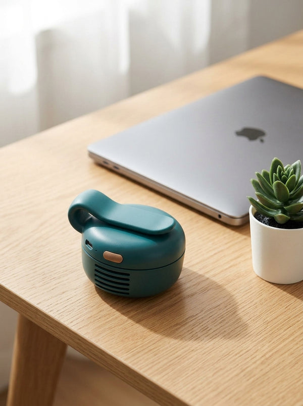 Portable Bladeless Waist Fan — Modern Workspace Setup | Generated by Modelize