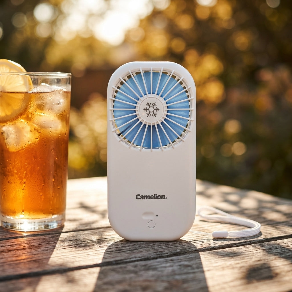 Portable Handheld Fan and Power Bank — Summer Relief Lifestyle | Generated by Modelize