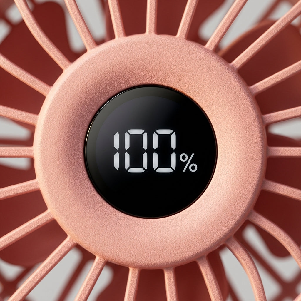 Portable Handheld/Neck/Desk Fan — LED Display Detail | Generated by Modelize