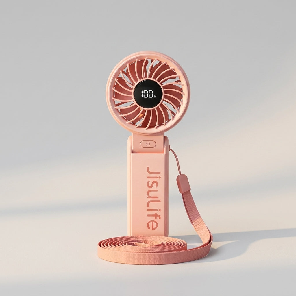 Portable handheld fan — Neck Strap Presentation | Generated by Modelize