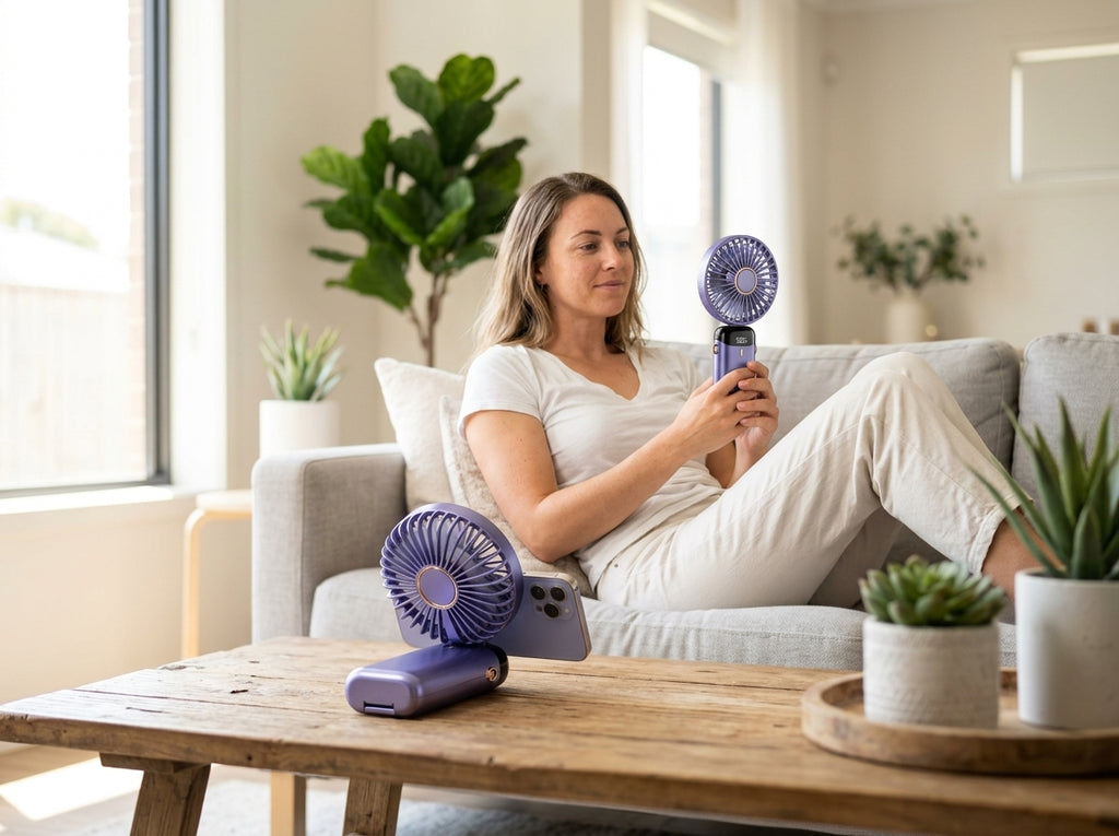 Portable Handheld Mini Fan — Lifestyle - Home | Generated by Modelize