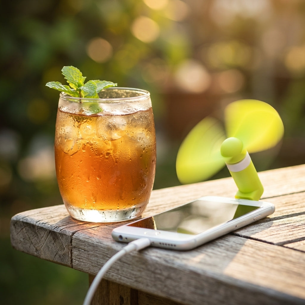 Smartphone fan attachment — Golden Hour Refreshment | Generated by Modelize