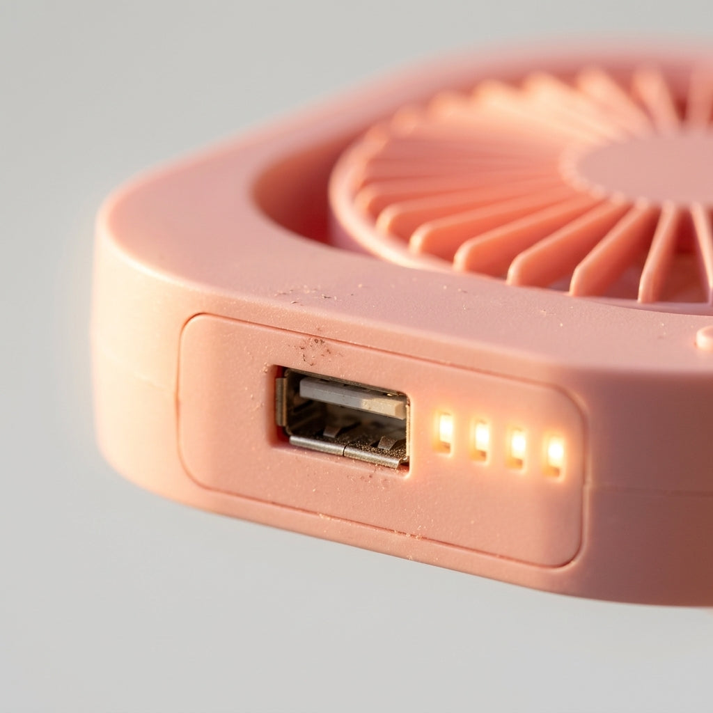 Portable USB Desktop Fan — Charging Port Macro | Generated by Modelize